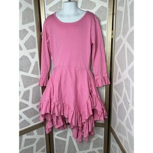 Chasing Fireflies Lemon Loves Lime Pink Ruffle Dress Sz 8 Long Sleeves